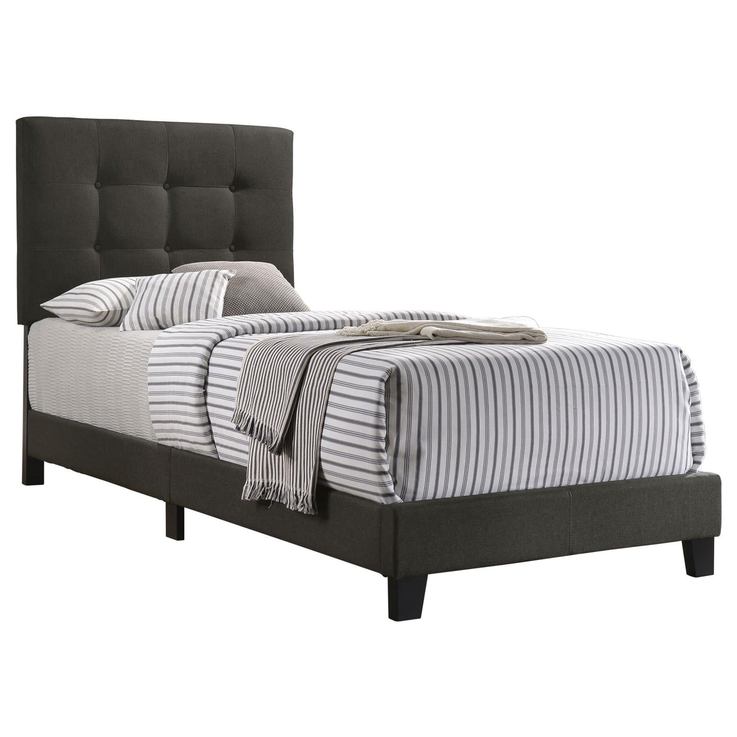 Mapes Tufted Upholstered Twin Bed Charcoal - 305746T - Luna Furniture - Dallas Store