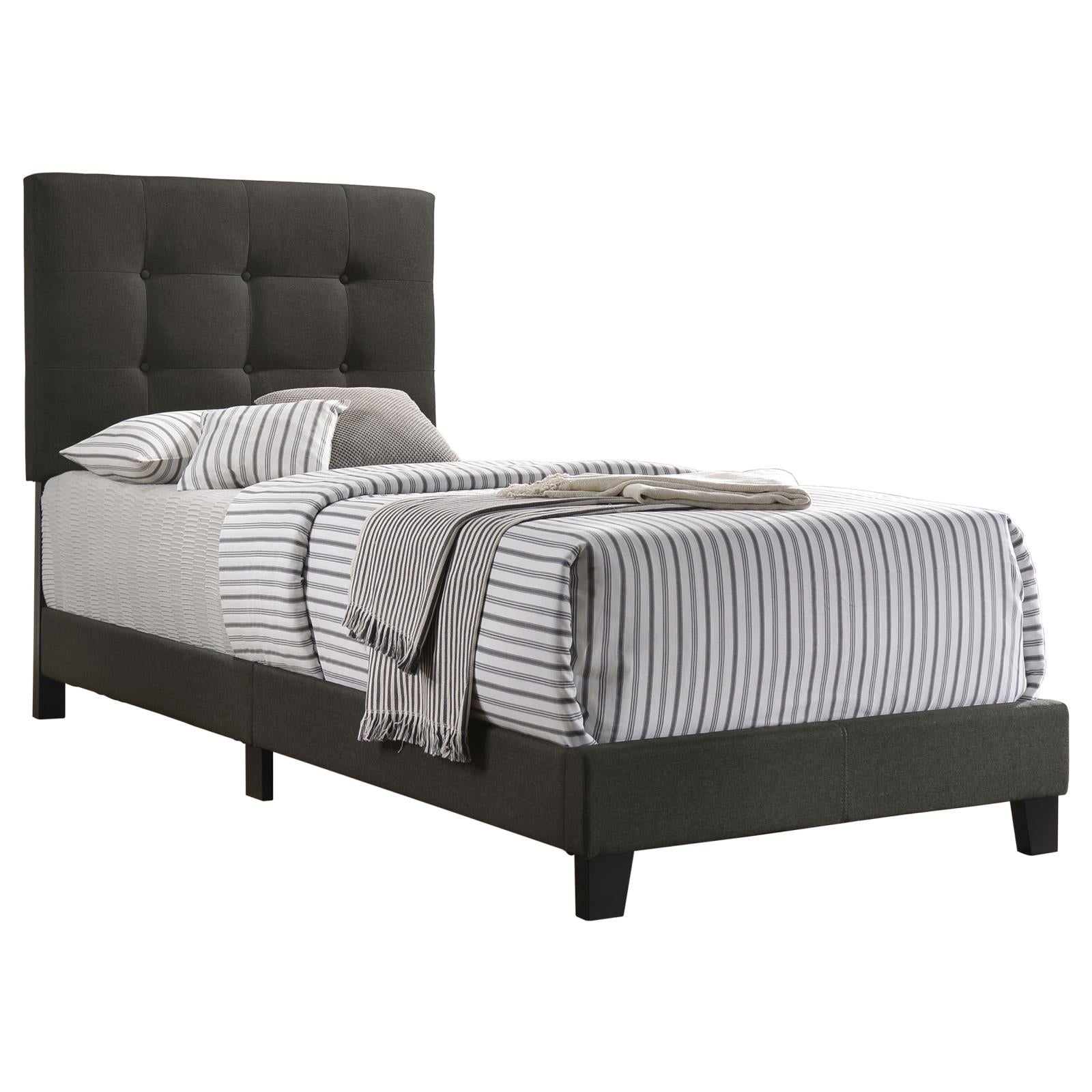 Mapes Tufted Upholstered Twin Bed Charcoal - 305746T - Luna Furniture - Dallas Store