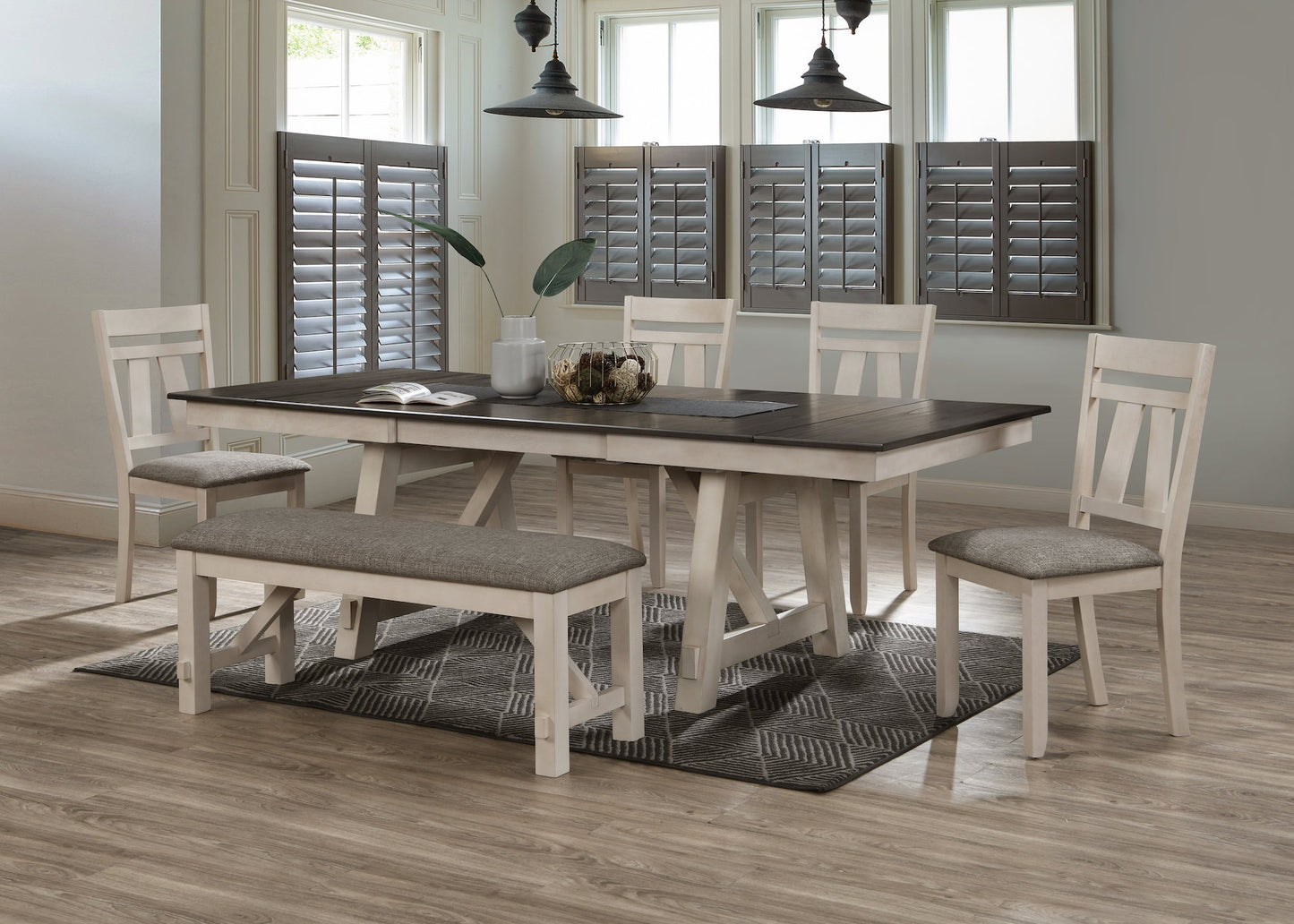 Maribelle Chalk/Gray Extendable Dining Set - SET | 2158CG-T-LEG | 2158CG-T-TOP | 2158CG-S(3) - Luna Furniture - Dallas Store