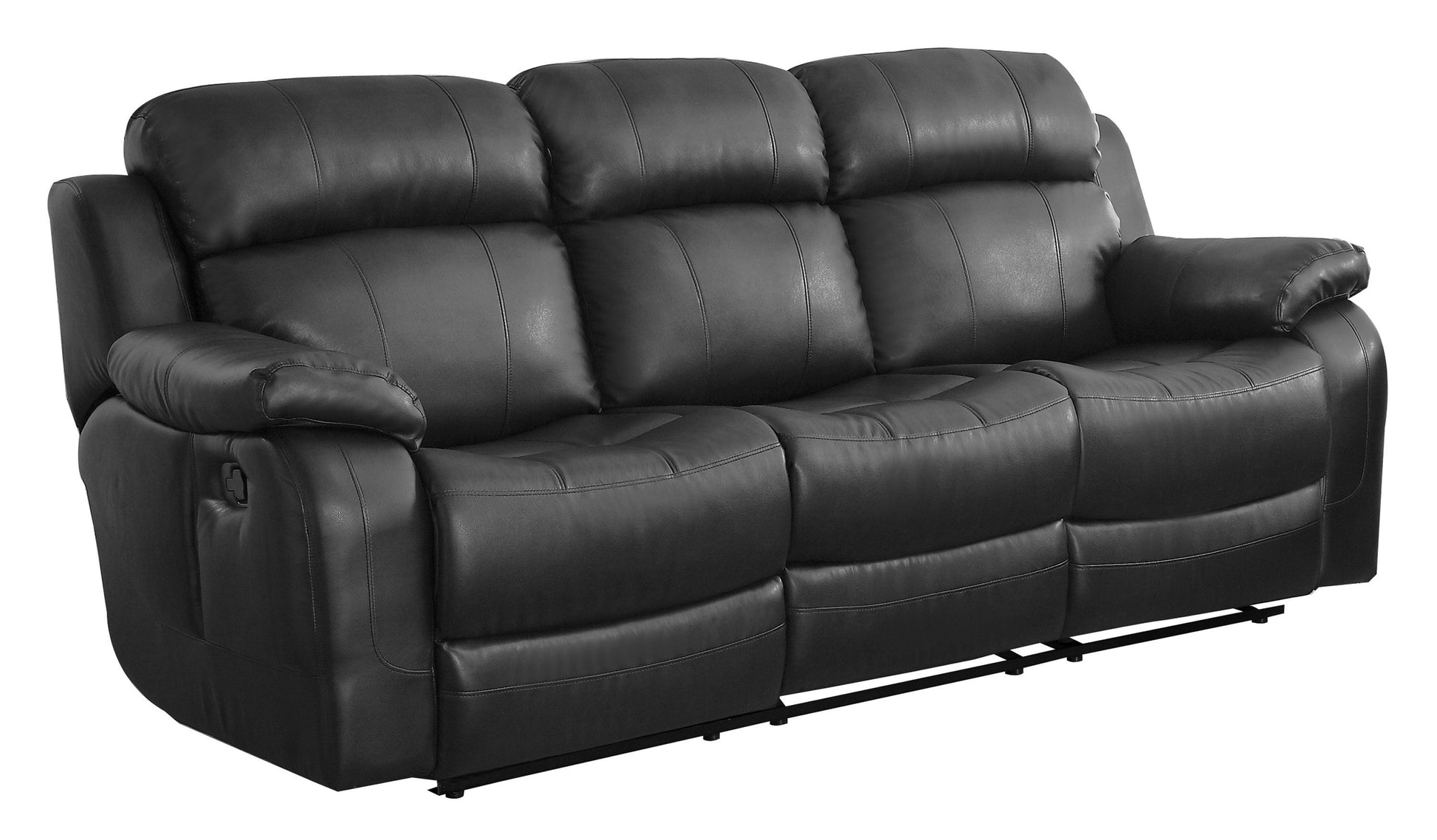 Marille Black Bonded Leather Reclining Sofa - 9724BLK-3 - Luna Furniture - Dallas Store