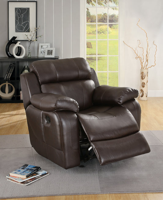 Marille Brown Bonded Leather Reclining Chair - 9724BRW-1 - Luna Furniture - Dallas Store