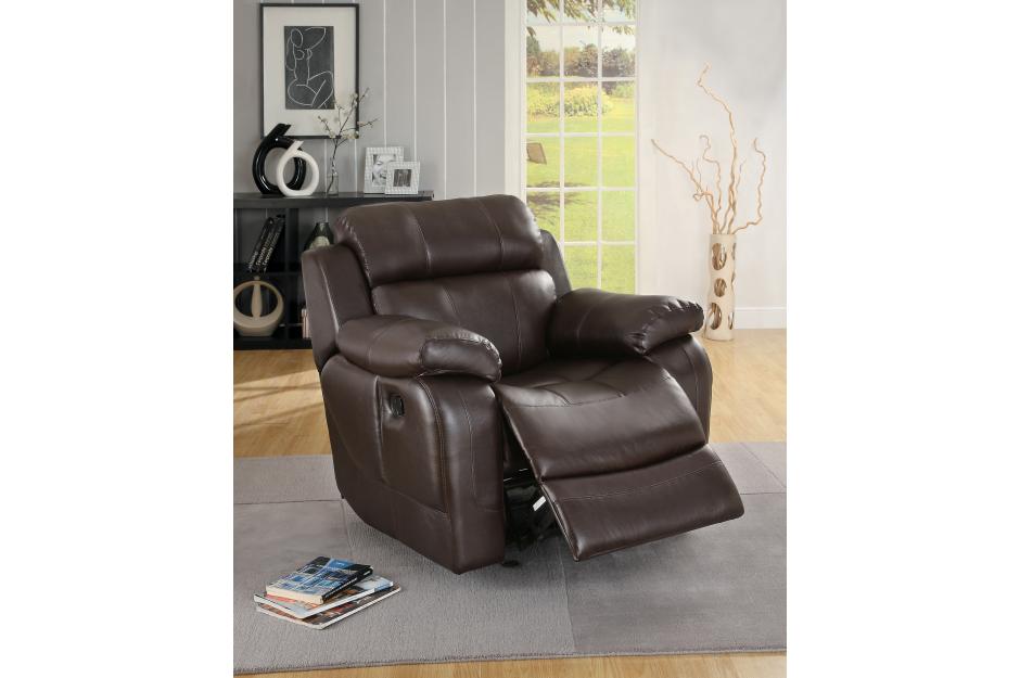 Marille Brown Bonded Leather Reclining Chair - 9724BRW-1 - Luna Furniture - Dallas Store