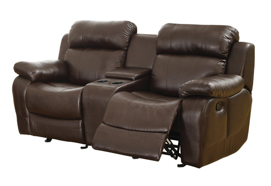 Marille Brown Bonded Leather Reclining Loveseat - 9724BRW-2 - Luna Furniture - Dallas Store