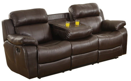 Marille Brown Bonded Leather Reclining Sofa - 9724BRW-3 - Luna Furniture - Dallas Store