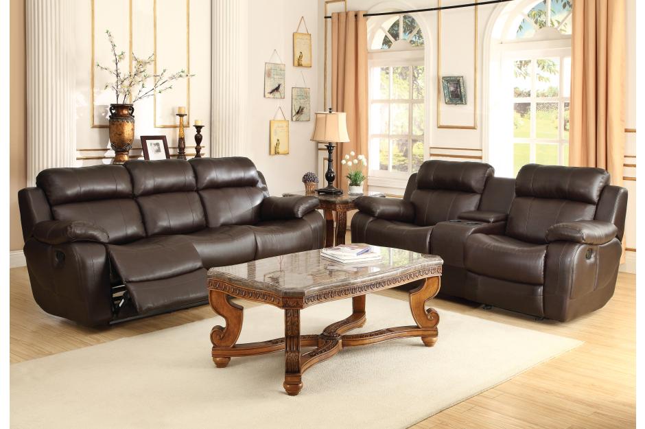 Marille Brown Bonded Leather Reclining Sofa - 9724BRW-3 - Luna Furniture - Dallas Store