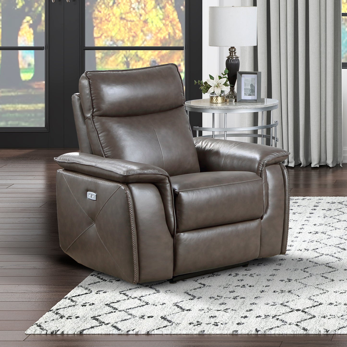 Maroni Dark Brown Leather Power Reclining Chair - 8259RFDB-1PWH - Luna Furniture - Dallas Store