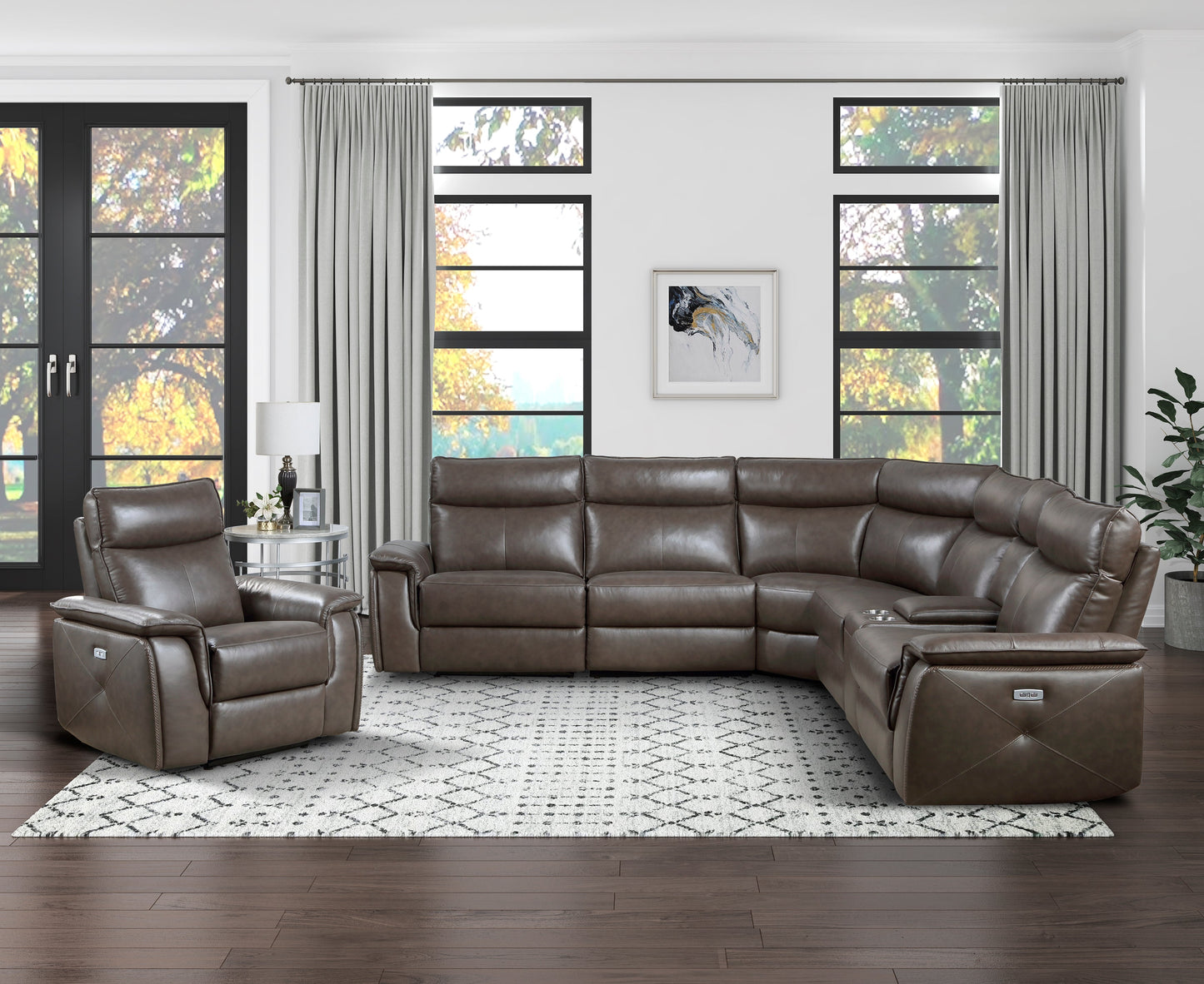 Maroni Dark Brown Leather Power Reclining Chair - 8259RFDB-1PWH - Luna Furniture - Dallas Store