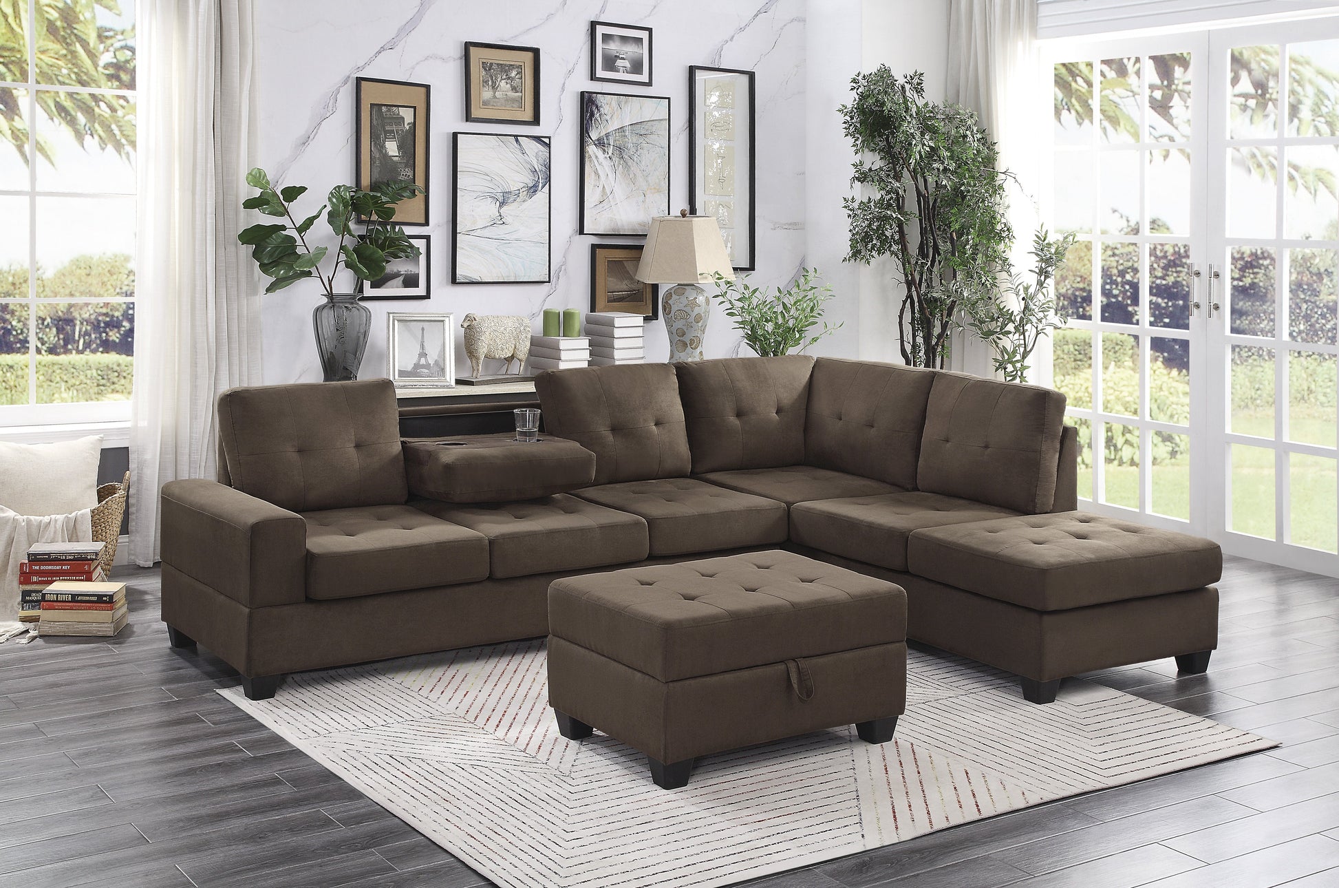 Maston Chocolate Reversible Sectional - SET | 9507CHC-3 | 9507CHC-4 | 9507CHC-5 - Luna Furniture - Dallas Store