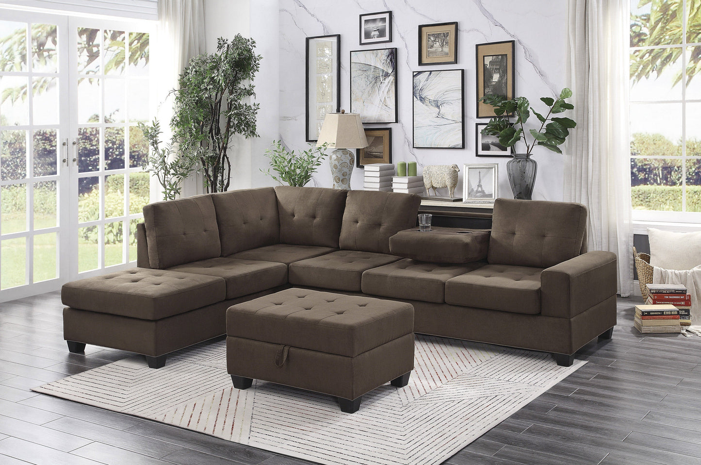 Maston Chocolate Reversible Sectional - SET | 9507CHC-3 | 9507CHC-4 | 9507CHC-5 - Luna Furniture - Dallas Store