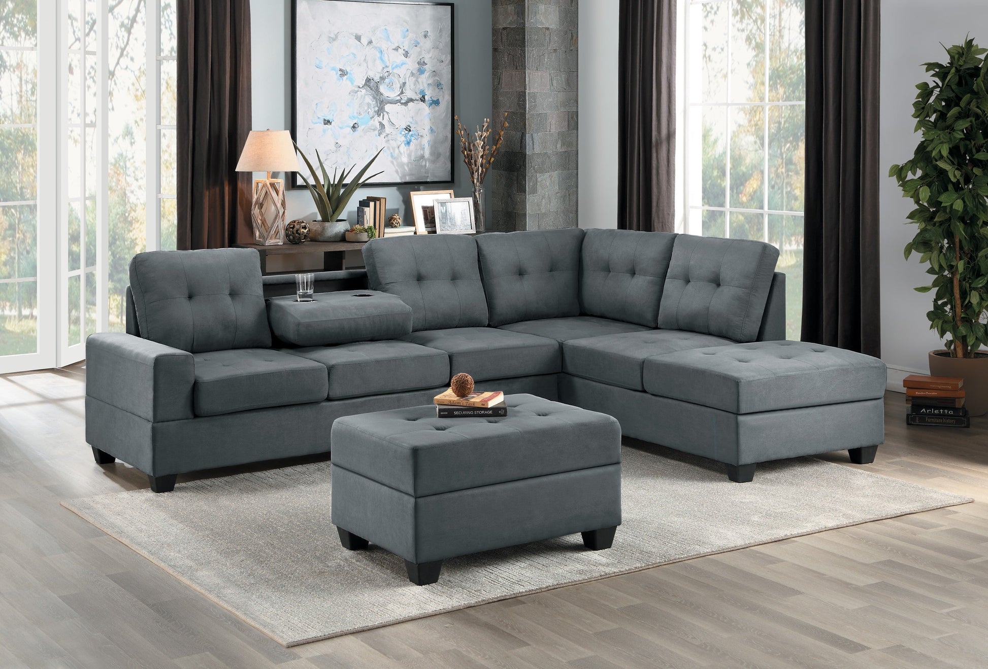 Maston Dark Gray Ottoman - 9507DGY-4 - Luna Furniture - Dallas Store