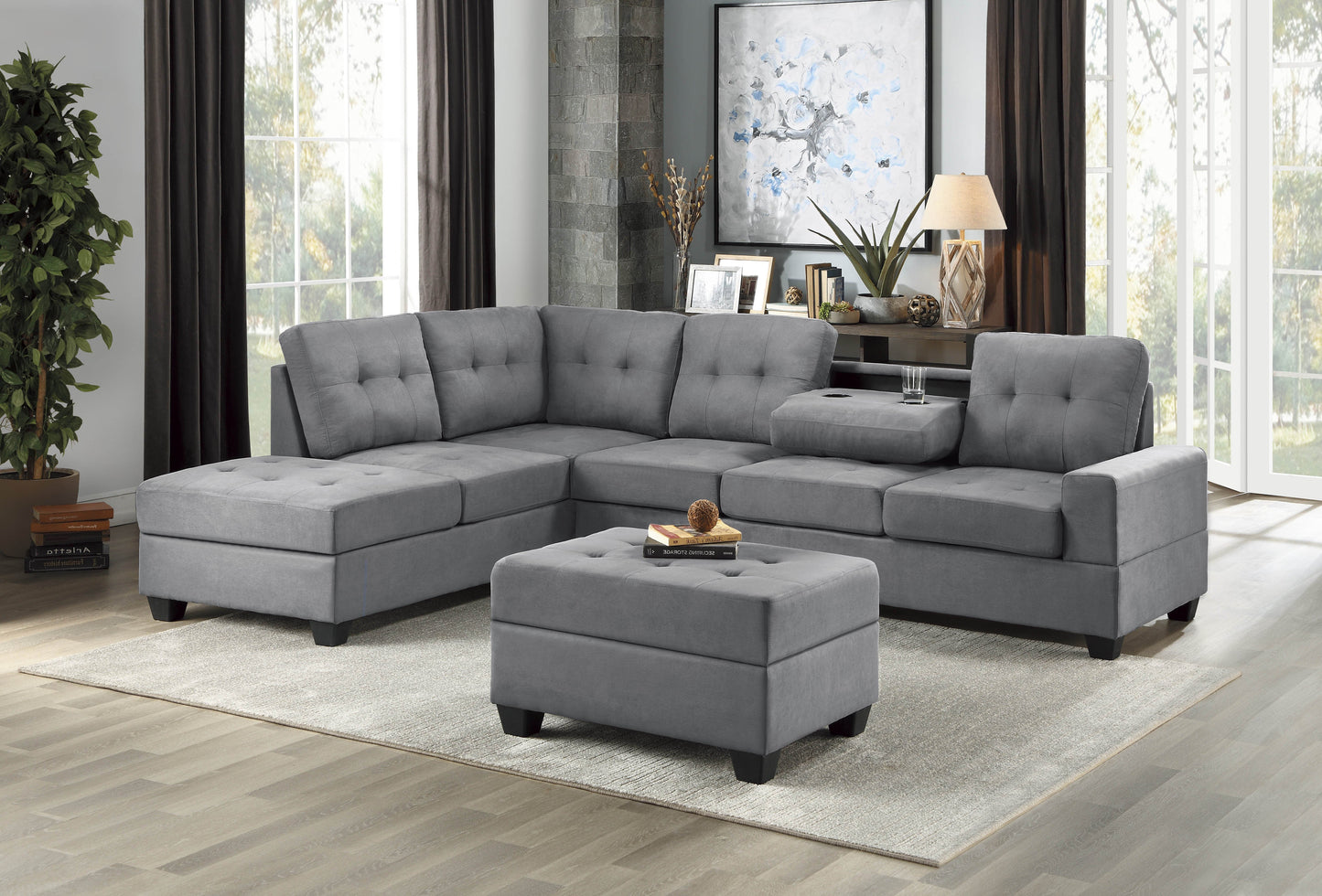 Maston Dark Gray Reversible Sectional - SET | 9507DGY-3 | 9507DGY-5 - Luna Furniture - Dallas Store