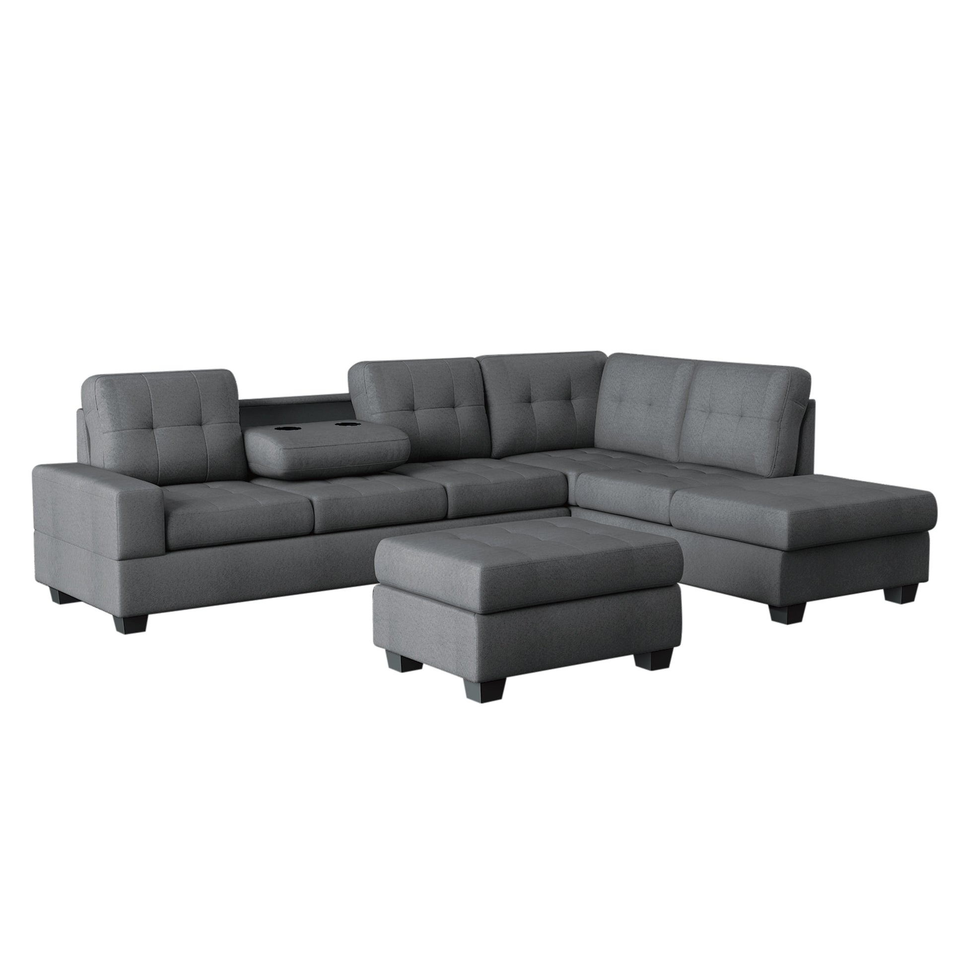 Maston Dark Gray Reversible Sectional - SET | 9507DGY-3 | 9507DGY-5 - Luna Furniture - Dallas Store