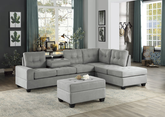 Maston Light Gray Reversible Sectional - SET | 9507GRY-3 | 9507GRY-4 | 9507GRY-5 - Luna Furniture - Dallas Store