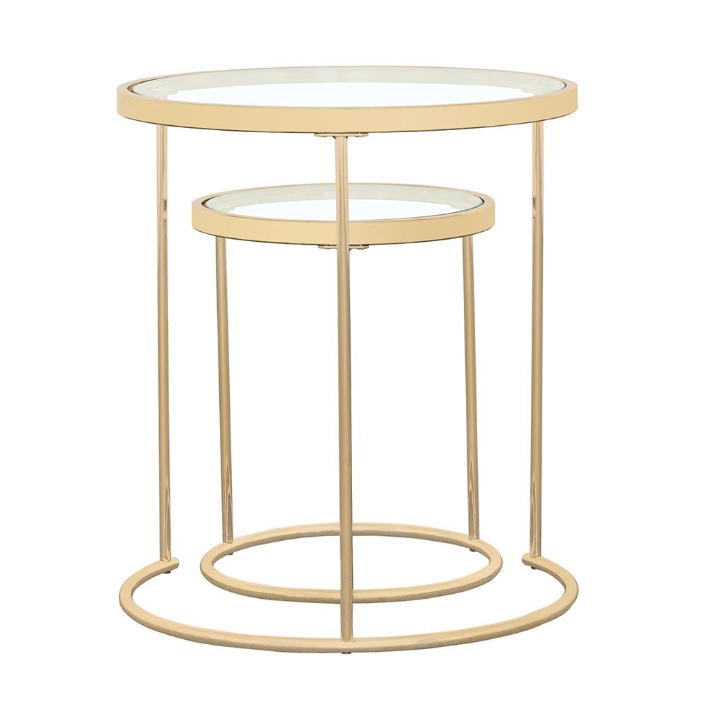 Maylin 2-Piece Round Glass Top Nesting Tables Gold - 935936 - Luna Furniture - Dallas Store