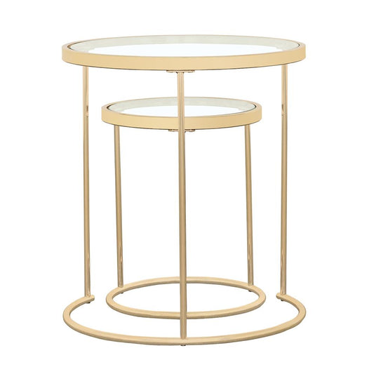 Maylin 2-Piece Round Glass Top Nesting Tables Gold - 935936 - Luna Furniture - Dallas Store