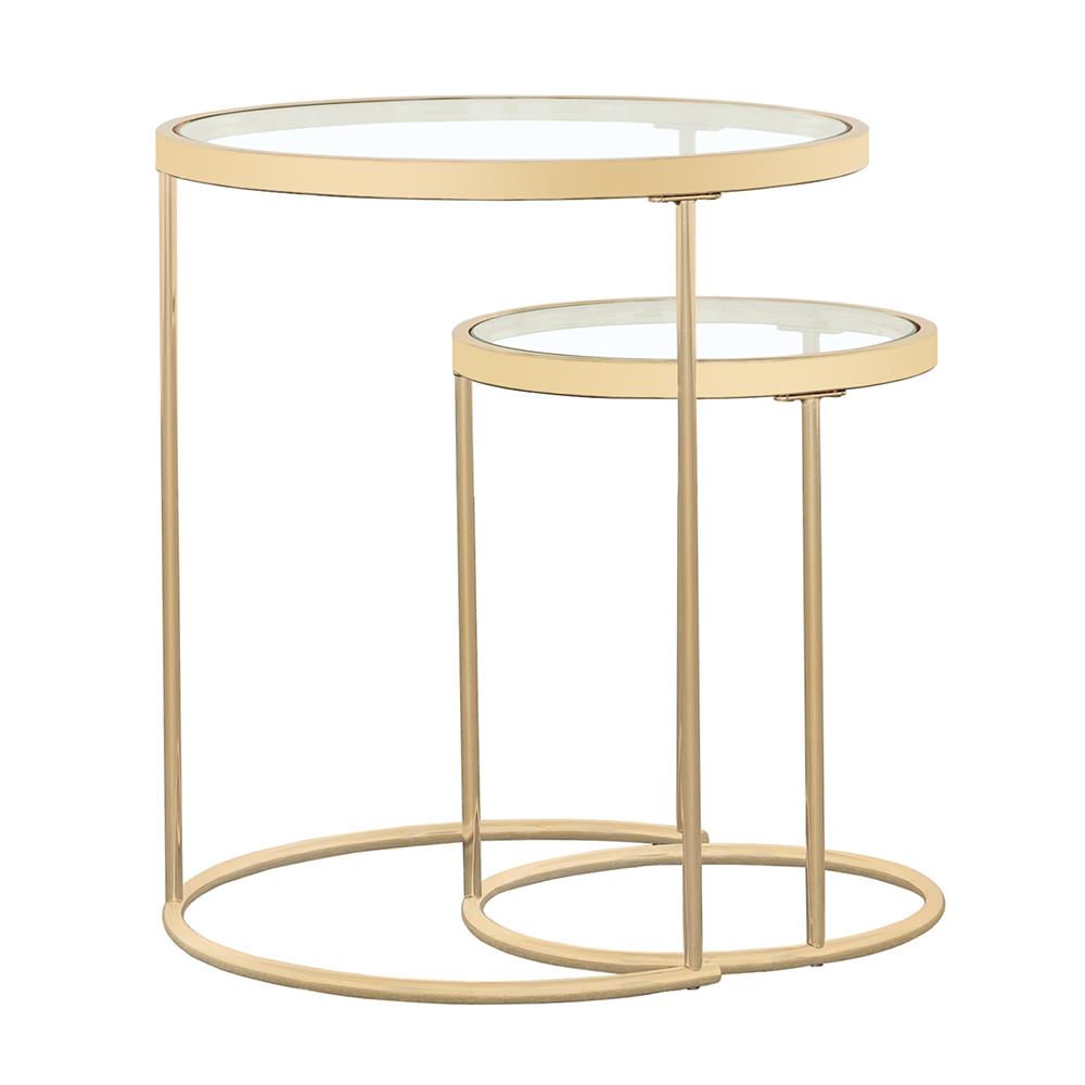 Maylin 2-Piece Round Glass Top Nesting Tables Gold - 935936 - Luna Furniture - Dallas Store