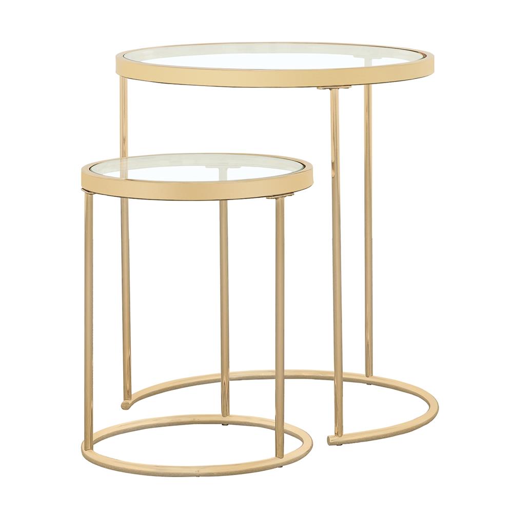 Maylin 2-Piece Round Glass Top Nesting Tables Gold - 935936 - Luna Furniture - Dallas Store