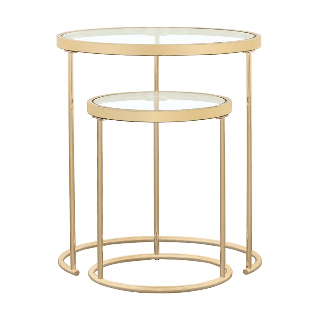 Maylin 2-Piece Round Glass Top Nesting Tables Gold - 935936 - Luna Furniture - Dallas Store