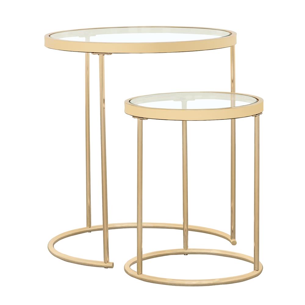 Maylin 2-Piece Round Glass Top Nesting Tables Gold - 935936 - Luna Furniture - Dallas Store