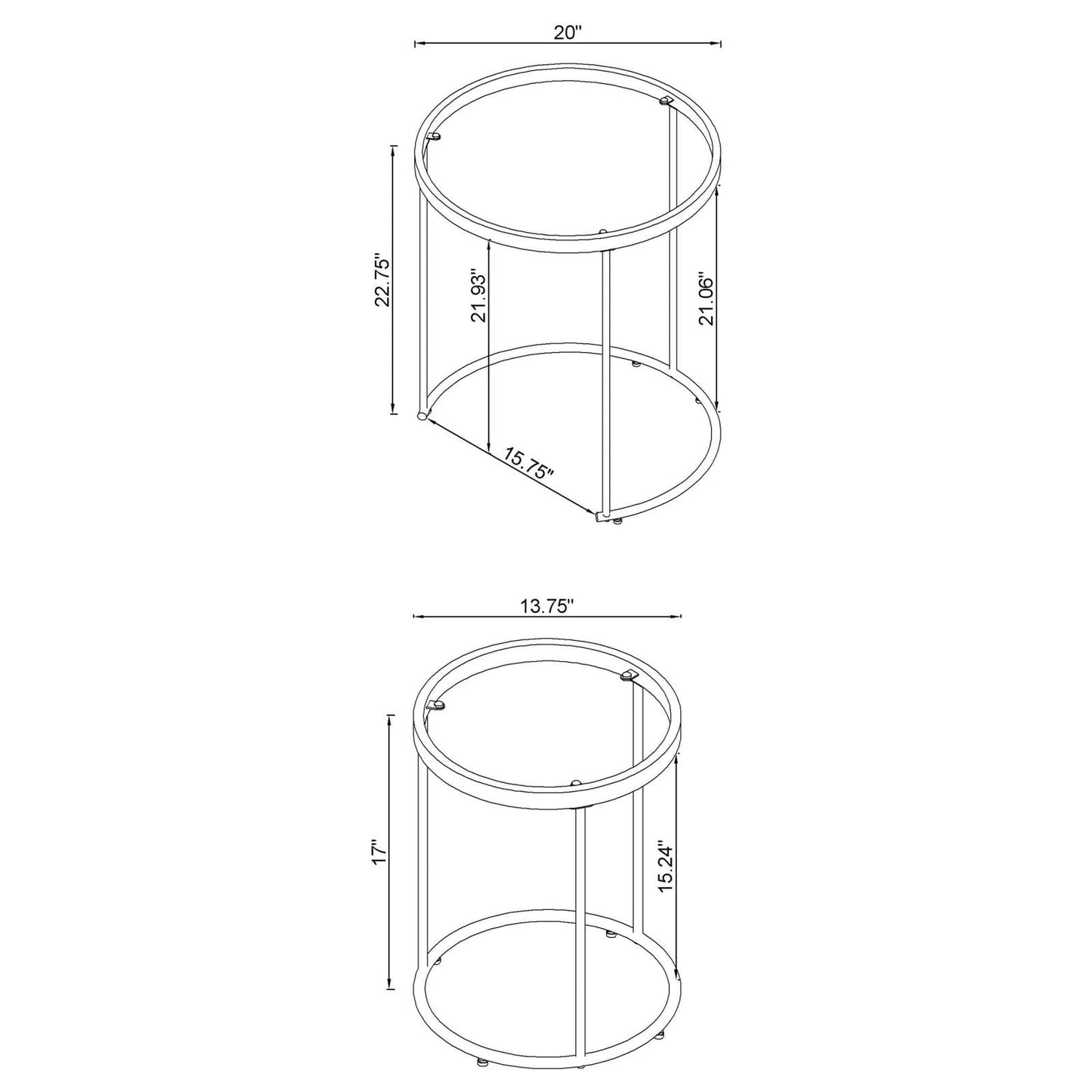 Maylin 2-Piece Round Glass Top Nesting Tables Gold - 935936 - Luna Furniture - Dallas Store