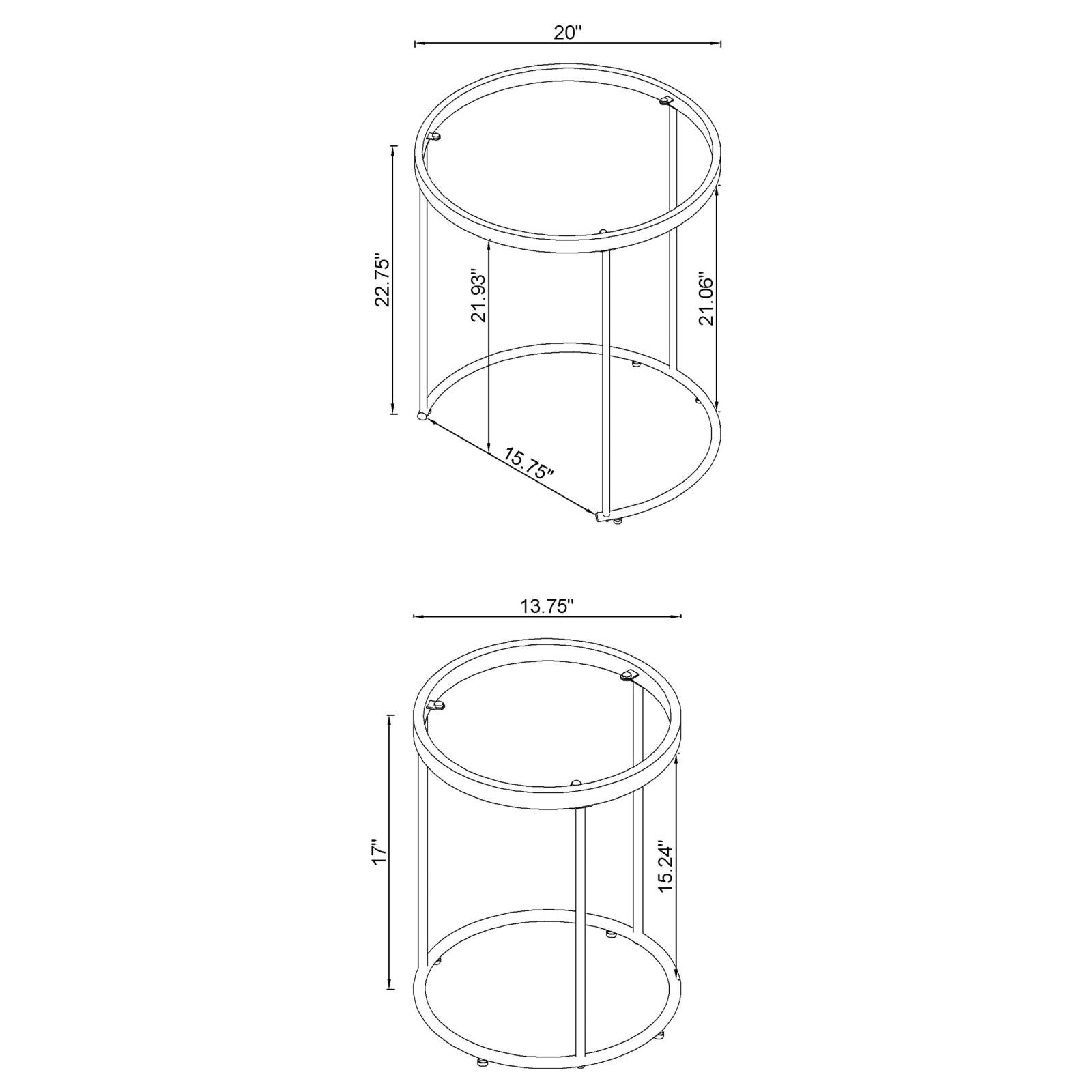 Maylin 2-Piece Round Glass Top Nesting Tables Gold - 935936 - Luna Furniture - Dallas Store
