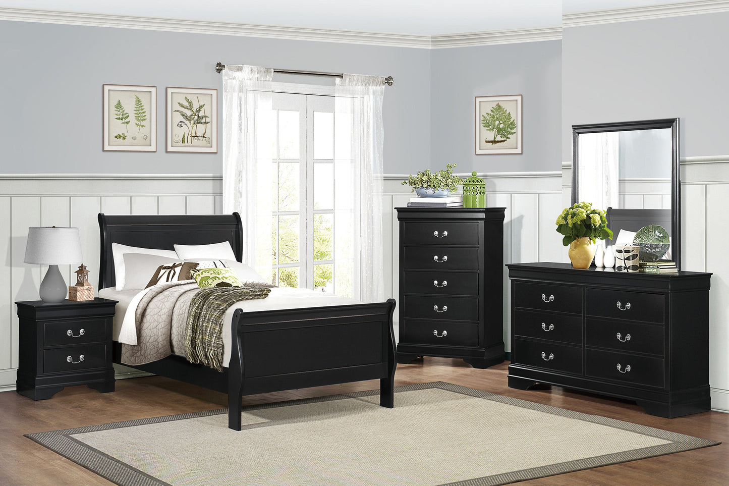 Mayville Black Twin Sleigh Bed - SET | 2147TBK-1 | 2147TBK-3 - Luna Furniture - Dallas Store