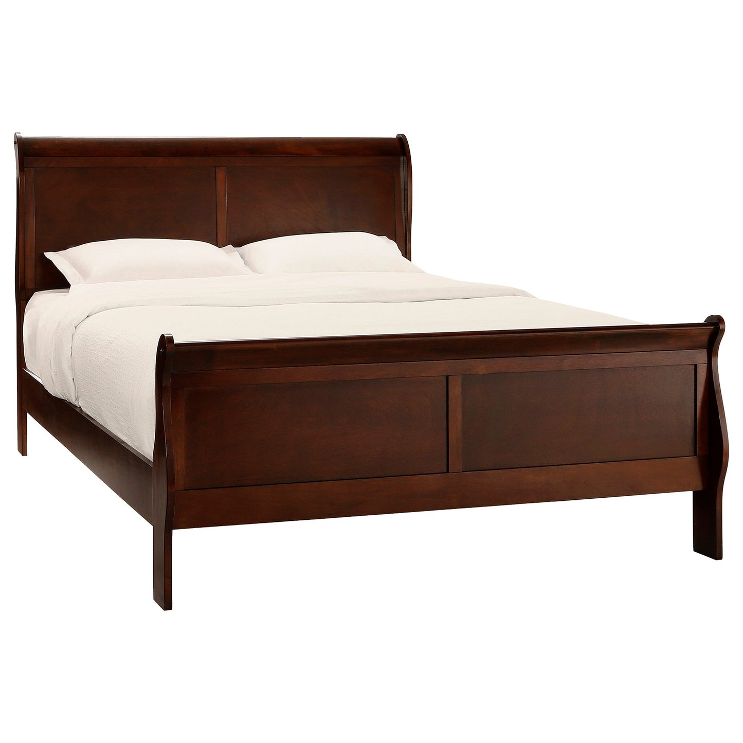 Mayville Brown Cherry King Sleigh Bed - SET | 2147K-1 | 2147K-3EK - Luna Furniture - Dallas Store