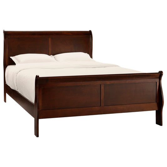 Mayville Brown Cherry King Sleigh Bed - SET | 2147K-1 | 2147K-3EK - Luna Furniture - Dallas Store