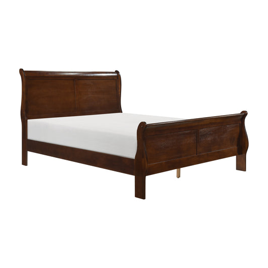 Mayville Brown Cherry Queen Sleigh Bed - SET | 2147-1 | 2147-3 - Luna Furniture - Dallas Store