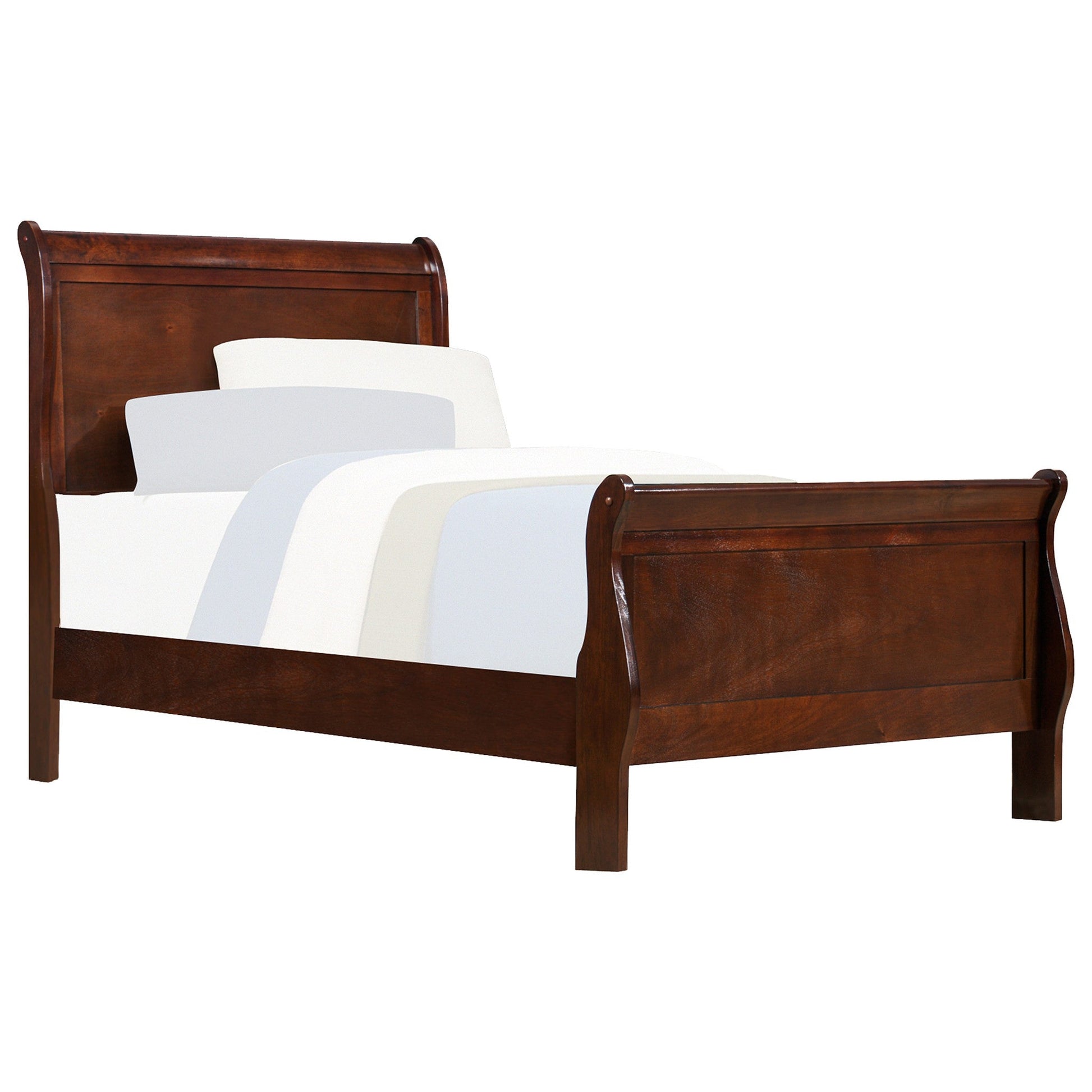 Mayville Brown Cherry Twin Sleigh Bed - SET | 2147T-1 | 2147T-3 - Luna Furniture - Dallas Store