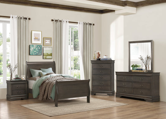 Mayville Stained Gray Sleigh Youth Bedroom Set - SET | 2147TSG-1 | 2147TSG-3 | 2147SG-5 | 2147SG-6 - Luna Furniture - Dallas Store