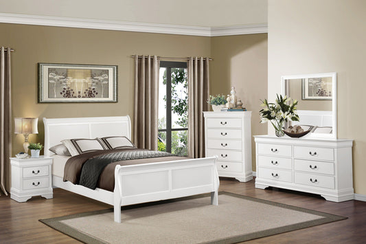 Mayville White Sleigh Bedroom Set - SET | 2147KW-1 | 2147KW-3EK | 2147W-5 | 2147W-6 | 2147W-4 | 2147W-9 - Luna Furniture - Dallas Store