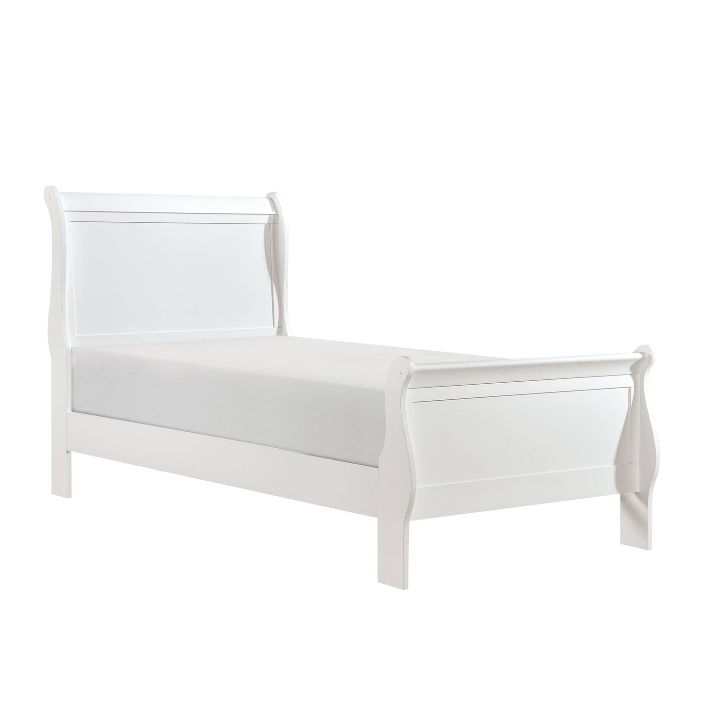 Mayville White Twin Sleigh Bed - SET | 2147TW-1 | 2147TW-3 - Luna Furniture - Dallas Store