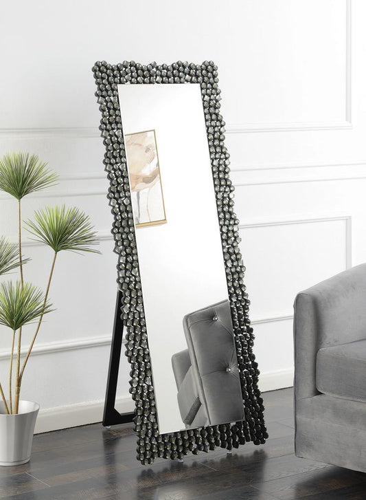 McKay Silver/Smoky Gray Textural Frame Cheval Floor Mirror - 961422 - Luna Furniture - Dallas Store