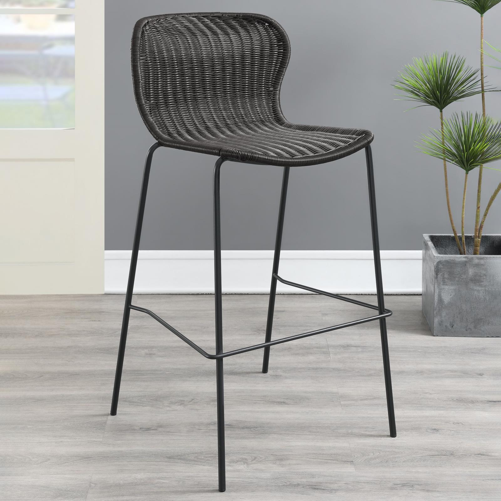 McKinley Brown/Sandy Black Upholstered Bar Stools with Footrest, Set of 2 - 192040 - Luna Furniture - Dallas Store