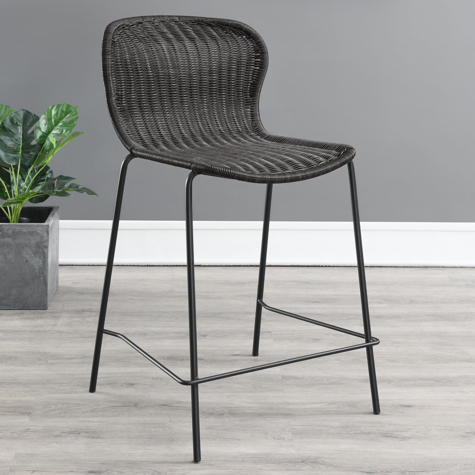 McKinley Brown/Sandy Black Upholstered Counter Height Stools with Footrest, Set of 2 - 192039 - Luna Furniture - Dallas Store
