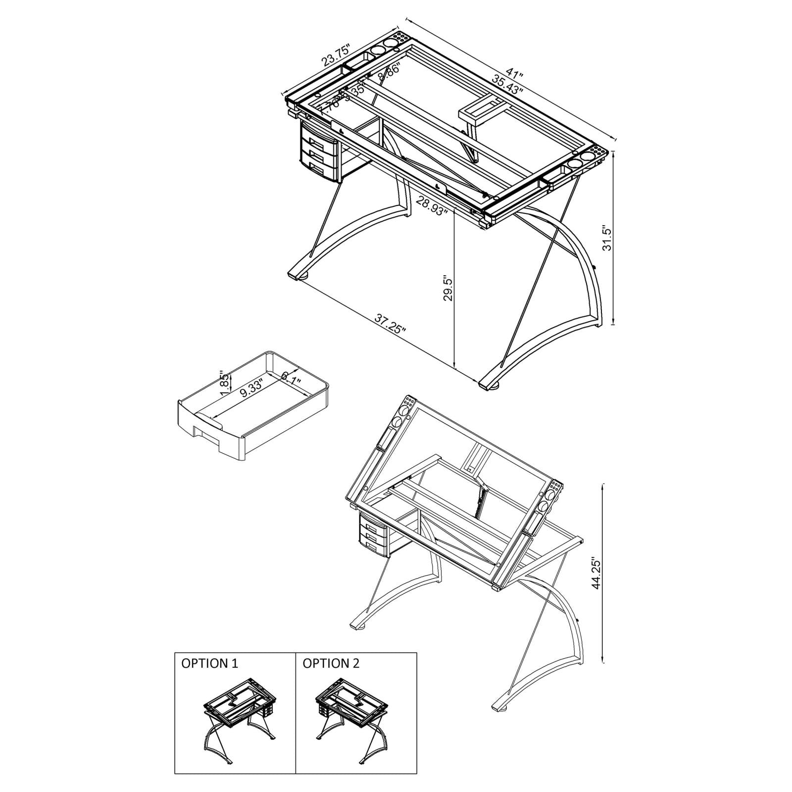 Melo Champagne 3-Drawer Drafting Desk - 800986 - Luna Furniture - Dallas Store