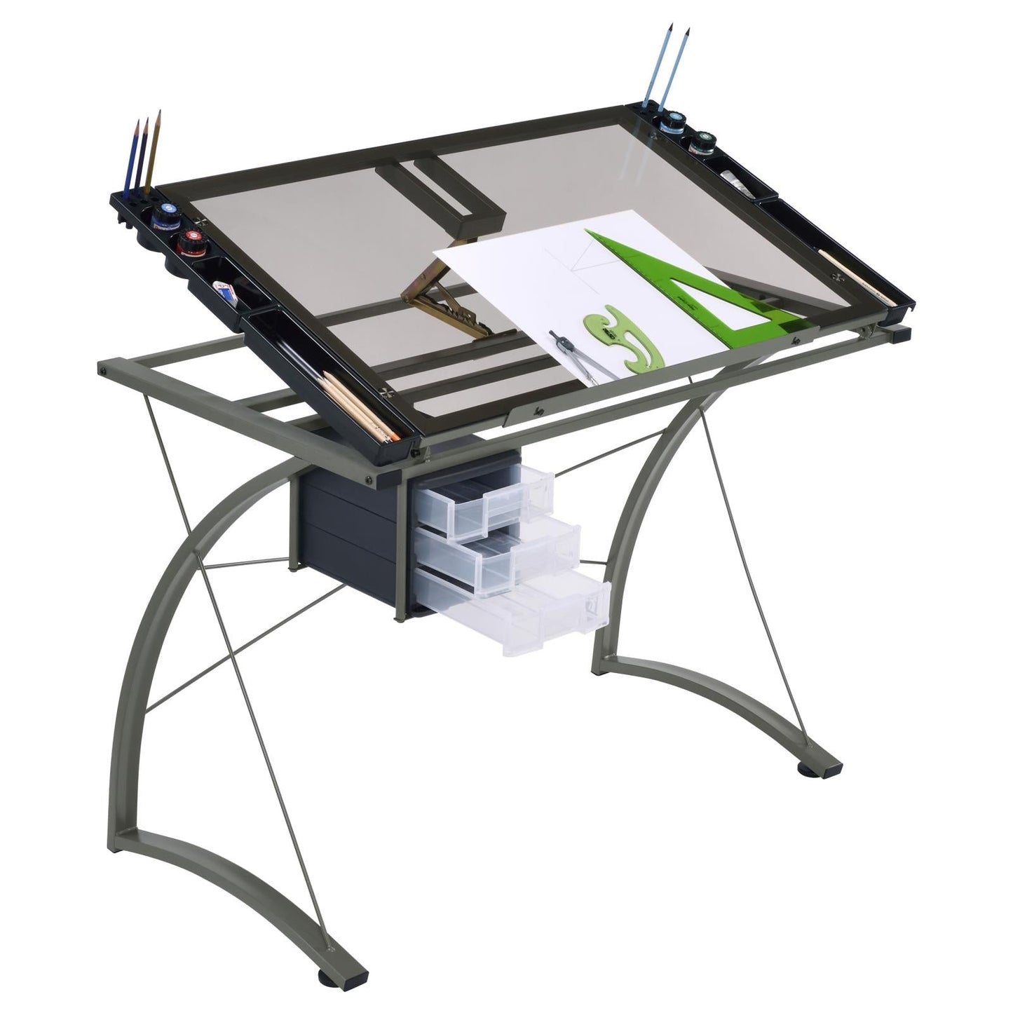 Melo Champagne 3-Drawer Drafting Desk - 800986 - Luna Furniture - Dallas Store
