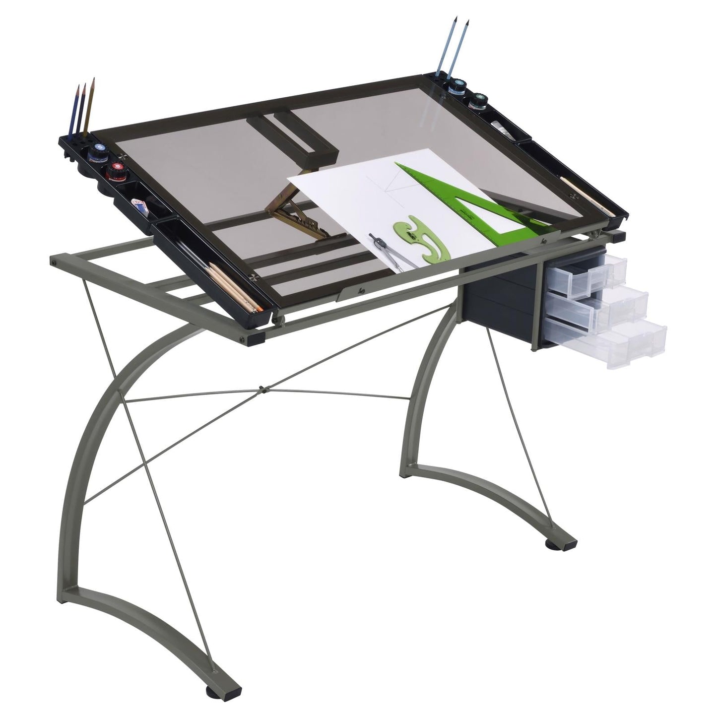 Melo Champagne 3-Drawer Drafting Desk - 800986 - Luna Furniture - Dallas Store