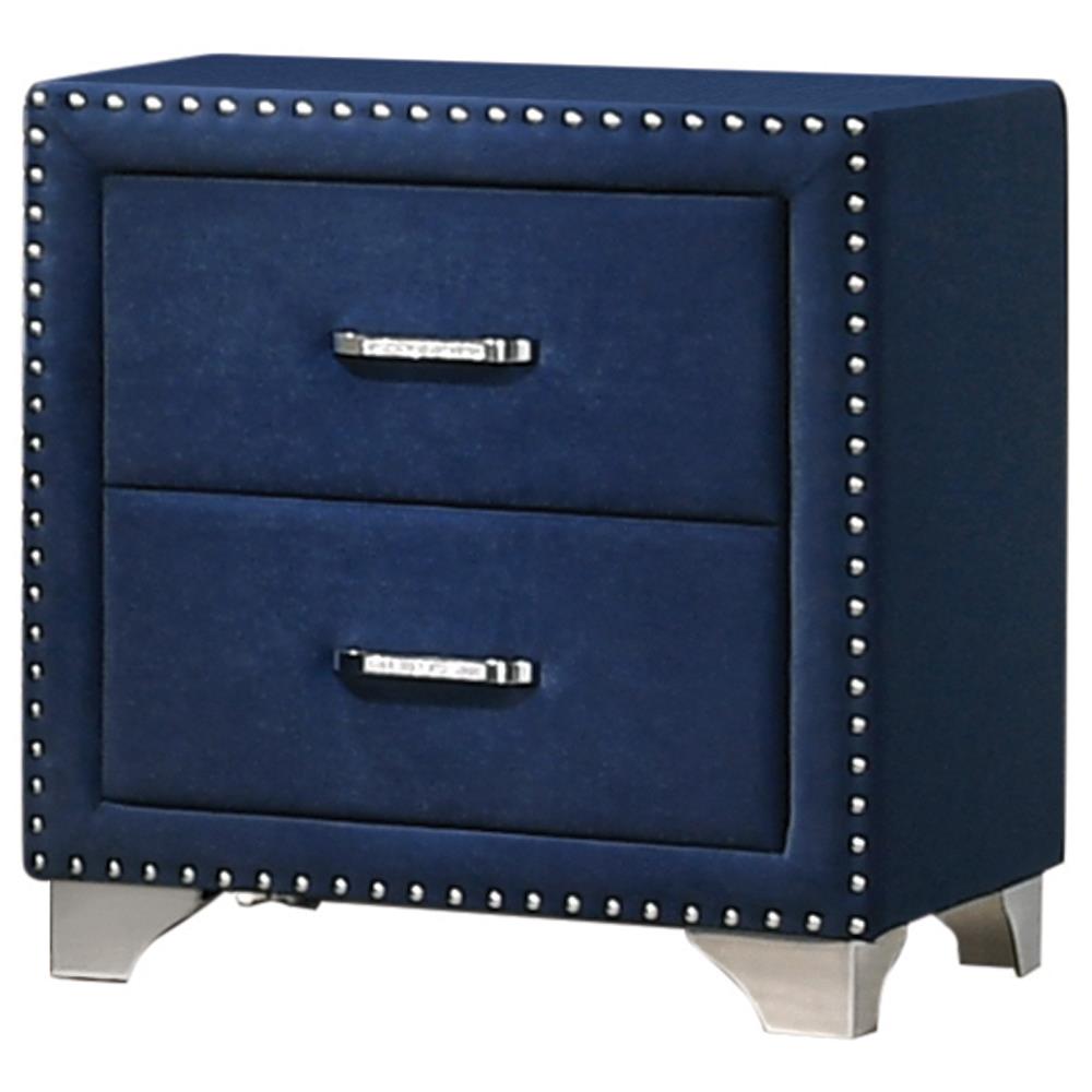 Melody 2-Drawer Upholstered Nightstand Pacific Blue - 223372 - Luna Furniture - Dallas Store