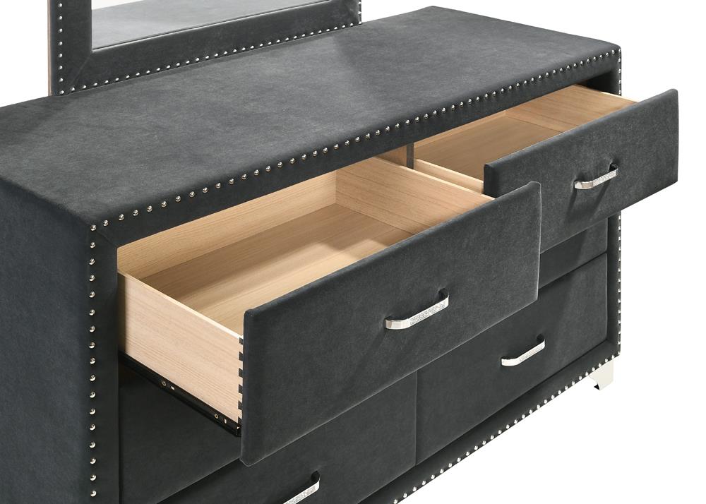 Melody Gray 6-Drawer Upholstered Dresser - 223383 - Luna Furniture - Dallas Store