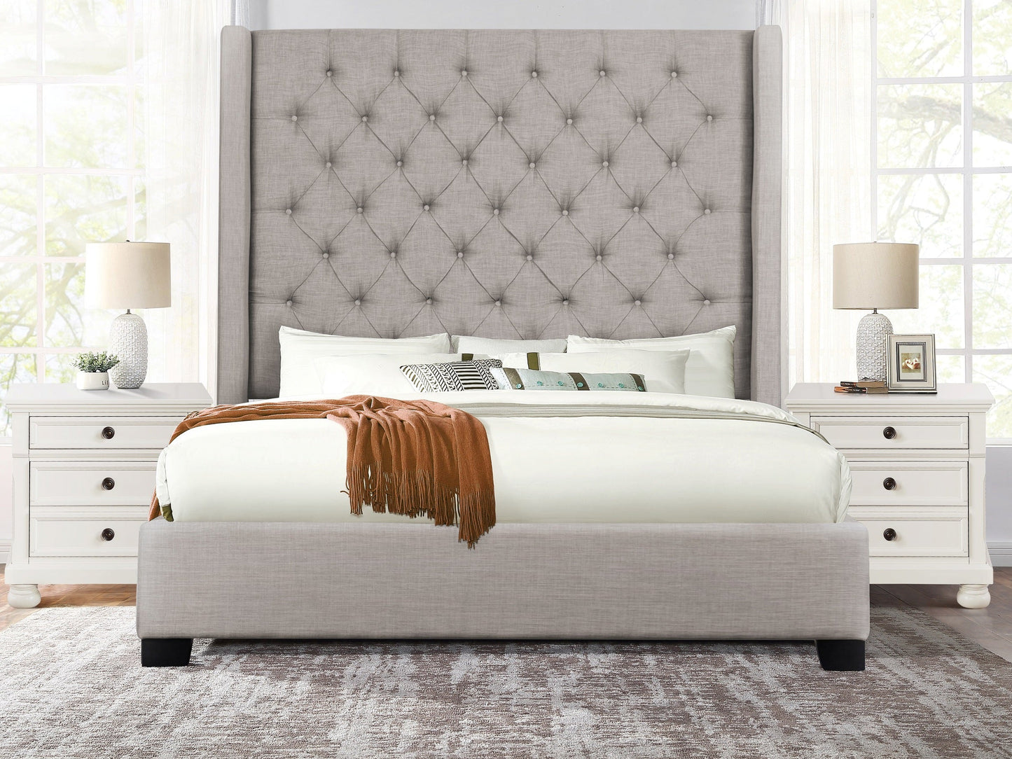 Melody Gray Queen Upholstered Bed - SH229GRY-1 - Luna Furniture - Dallas Store