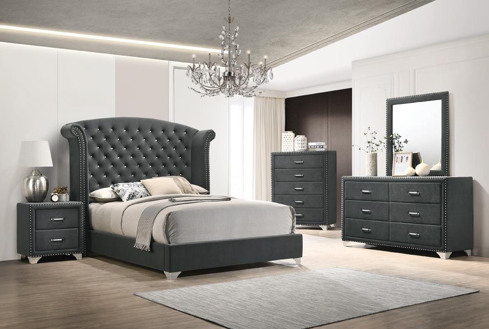 Melody Gray Rectangular Upholstered Dresser Mirror - 223384 - Luna Furniture - Dallas Store