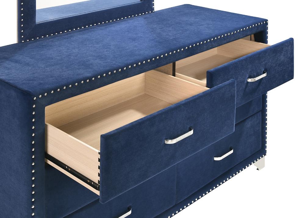 Melody Pacific Blue 6-Drawer Upholstered Dresser - 223373 - Luna Furniture - Dallas Store