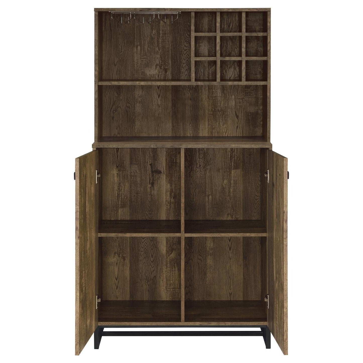 Mendoza Rustic Oak Herringbone/Gunmetal 2-Door Wine Cabinet - 182082 - Luna Furniture - Dallas Store