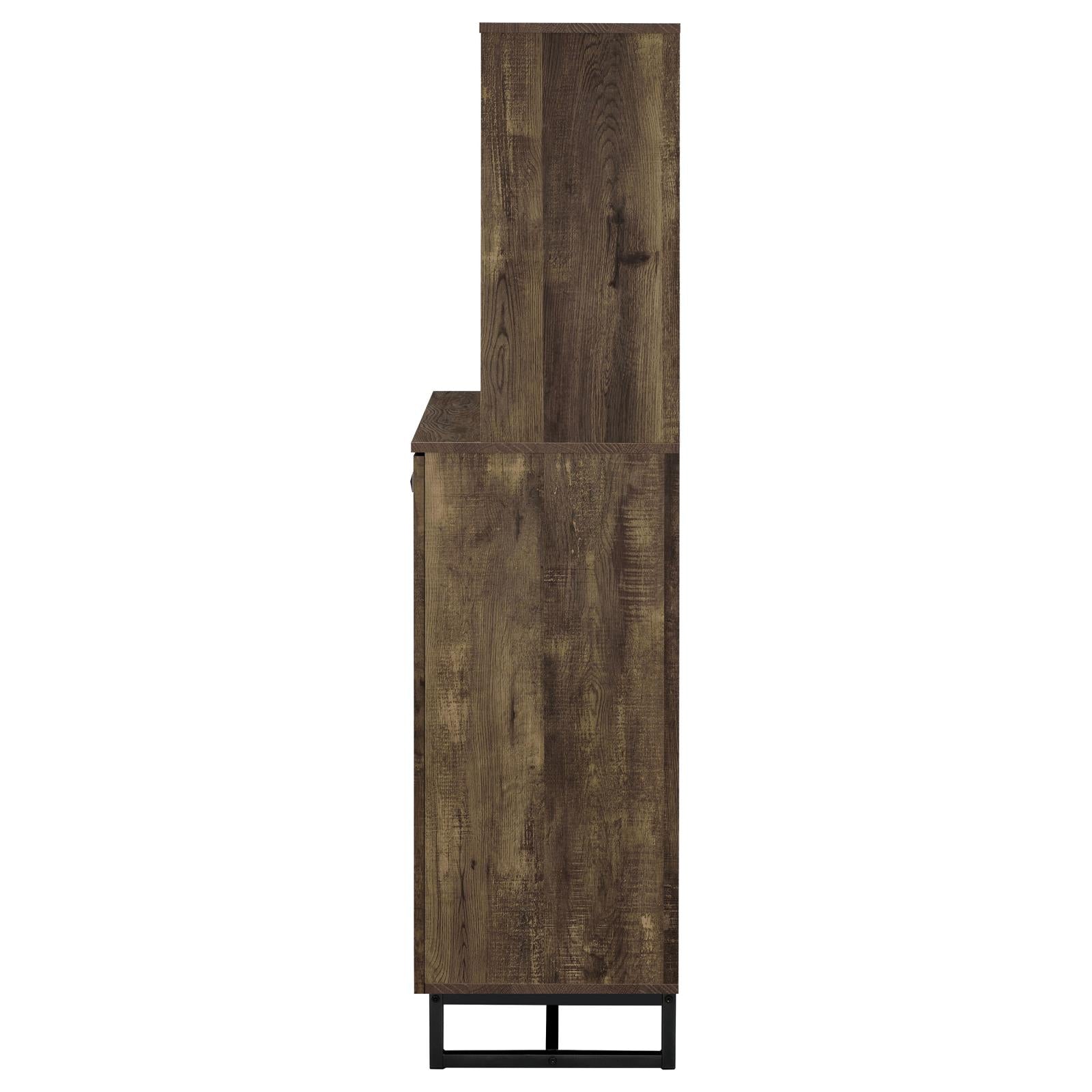 Mendoza Rustic Oak Herringbone/Gunmetal 2-Door Wine Cabinet - 182082 - Luna Furniture - Dallas Store