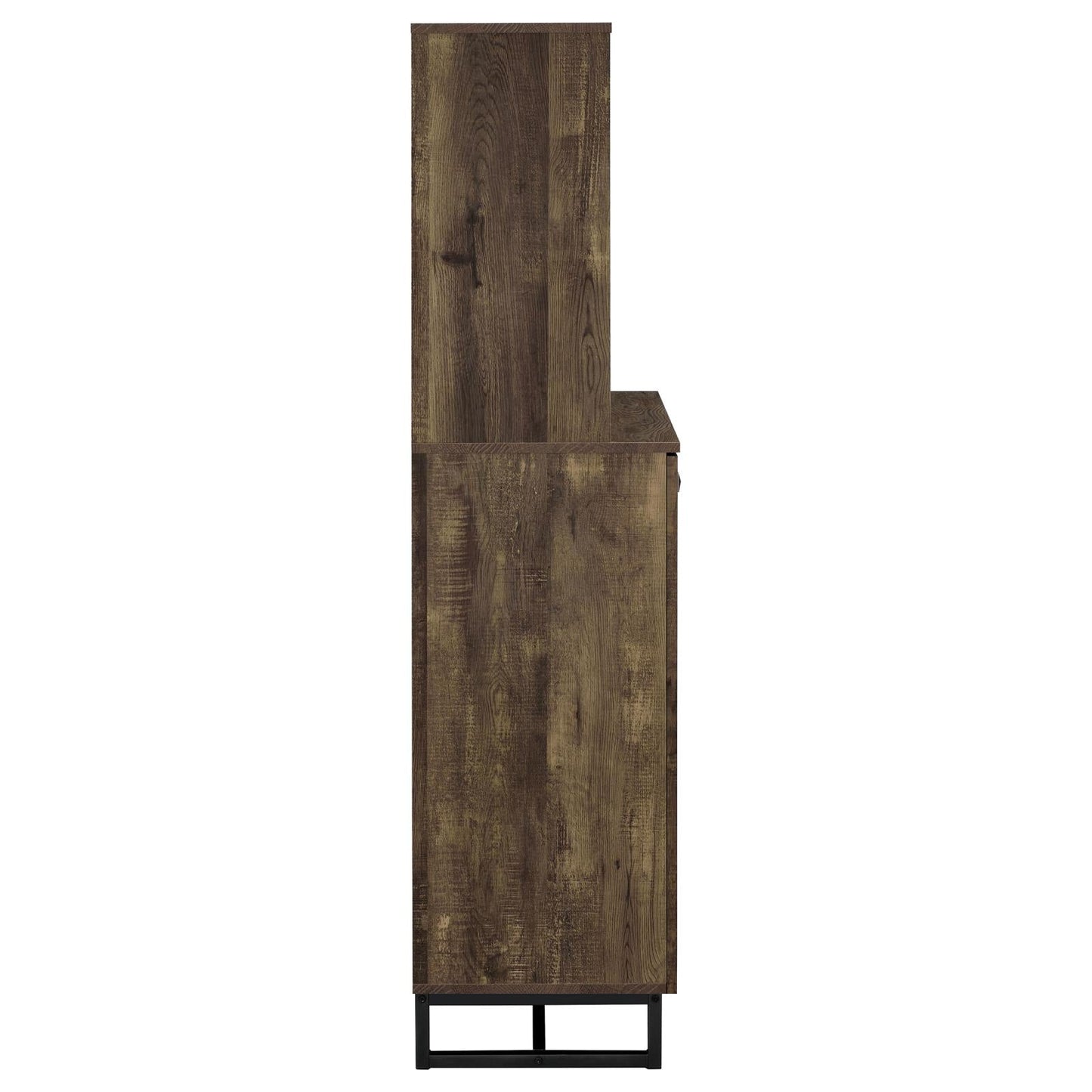 Mendoza Rustic Oak Herringbone/Gunmetal 2-Door Wine Cabinet - 182082 - Luna Furniture - Dallas Store