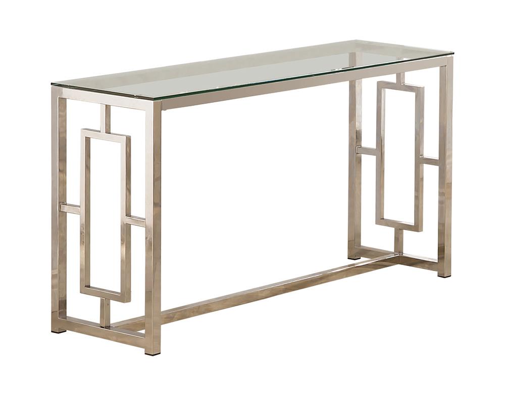 Merced Rectangle Glass Top Sofa Table Nickel - 703739 - Luna Furniture - Dallas Store