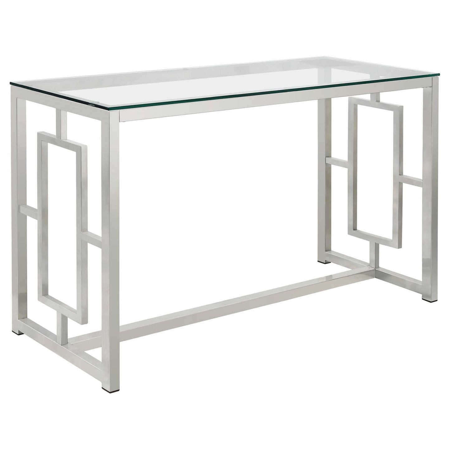 Merced Rectangle Glass Top Sofa Table Nickel - 703739 - Luna Furniture - Dallas Store