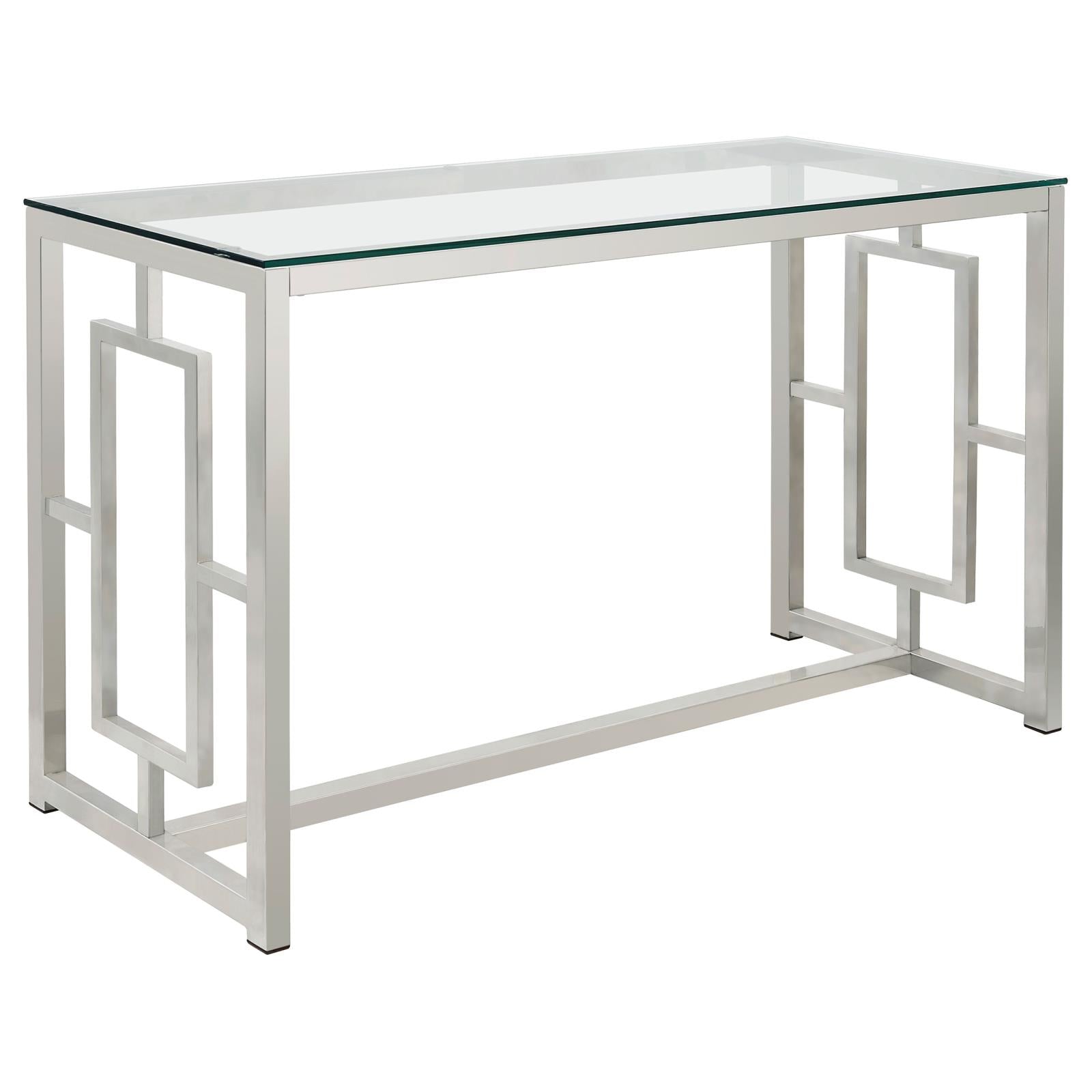 Merced Rectangle Glass Top Sofa Table Nickel - 703739 - Luna Furniture - Dallas Store